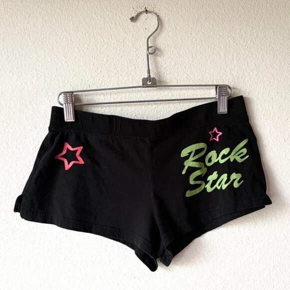 Rockstar Black Glitter Print Boy Short Underwear Panties Medium - Picture 1 of 4